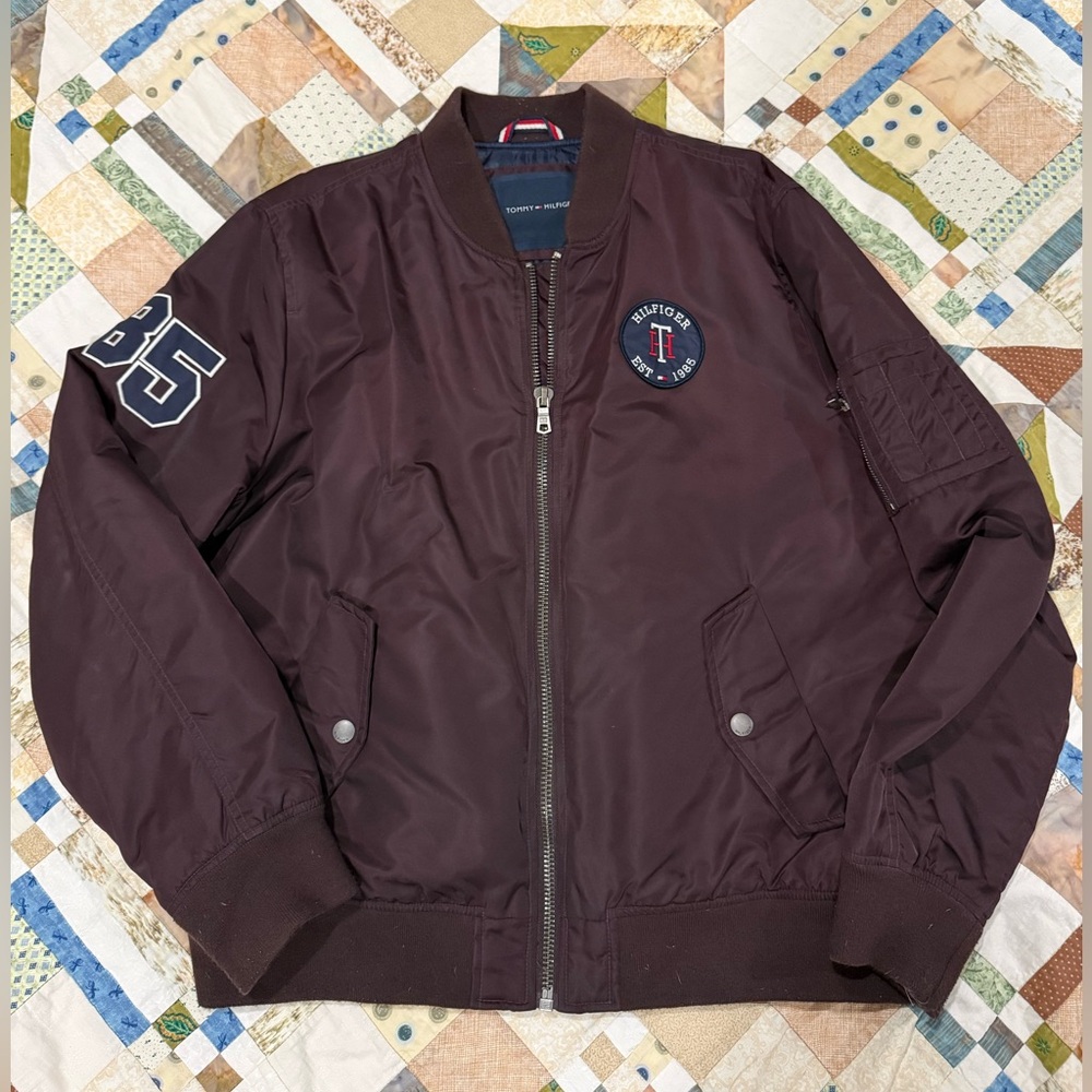 Tommy Hilfiger Maroon Bomber Jacket